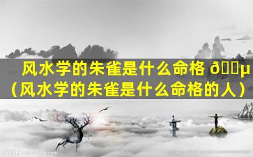 风水学的朱雀是什么命格 🐵 （风水学的朱雀是什么命格的人）
